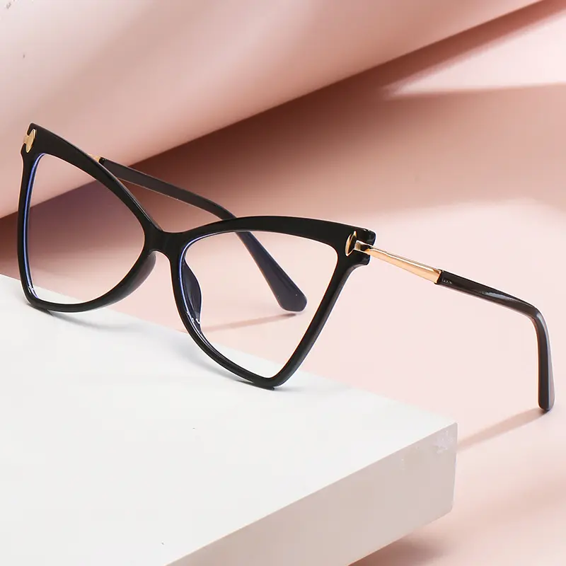 New Design Triangular Cat Eye Large Optical Frame Glasses Quality TR90 Frames Anti Blue Light Safety Glasses 2022