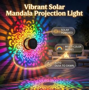 Nouveau <span class=keywords><strong>projecteur</strong></span> <span class=keywords><strong>solaire</strong></span> Mandala 2026 pour jardin, lumière extérieure à changement de couleur pour terrasse, marches et motifs, applique murale <span class=keywords><strong>solaire</strong></span> pour patio et cour arrière - Product Image 6