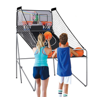 Jeu d'arcade de basket-ball pliable à double tir avec 8 modes de jeu et notation électronique pour intérieur et extérieur