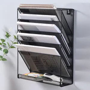 Mesh 5-Tier File Organizer Black Hanging File Organizer Vertical Holder For Office Home