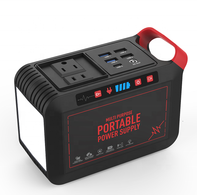 Best seller factory 80W solar power bank 5 in 1 ac output power bank LED light camping hiking power bank for laptop