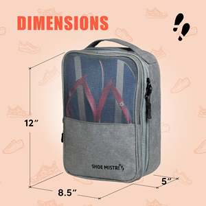 Shoe Mistri Travel Shoe Cover Holds 3 Pairs with Mesh Window Portable Shoe Organizer <b>Storage</b> Pouch for Travel Gym <b>Grey</b> - Product Image 4