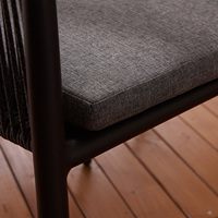 Chaise d'extérieur moderne en aluminium avec sangle en corde tressée, mobilier d'extérieur en aluminium, mousse haute densité 5 cm