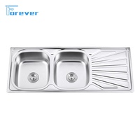 Évier de Cuisine Traditionnel Populaire en Acier Inoxydable 201, 120*50cm, 150*50cm, Deux Bacs à Poser sur le Plan de Travail pour Laver les Légumes