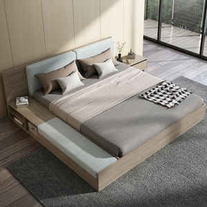<span class=keywords><strong>Lit</strong></span> Tatami 1,5m <span class=keywords><strong>Lit</strong></span> double avec rangement avec matelas Matériel en bois <span class=keywords><strong>Style</strong></span> moderne simple pour meubles de chambre à coucher - Product Image 2