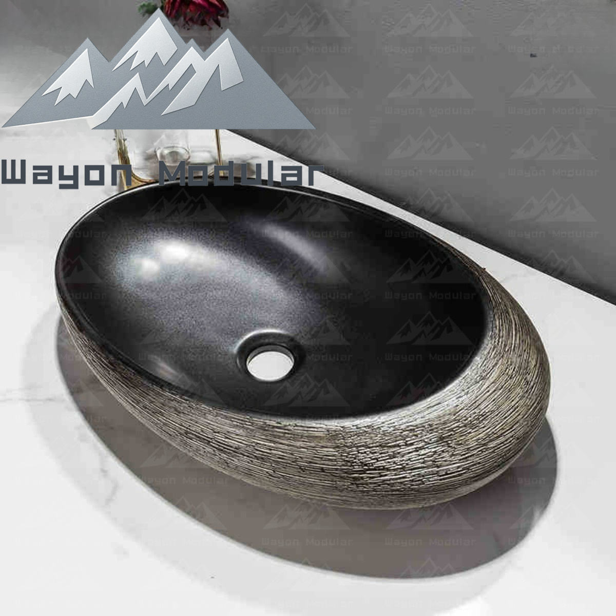 Vasque en forme d'œuf d'oie (sans accessoires)