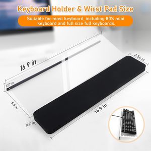 Acrylic Keyboard Riser Holder Tilt Ergonomic Computer Keyboard Stand with Keyboard <strong>Wrist</strong> <strong>Rest</strong> for Desktop - Product Image 4