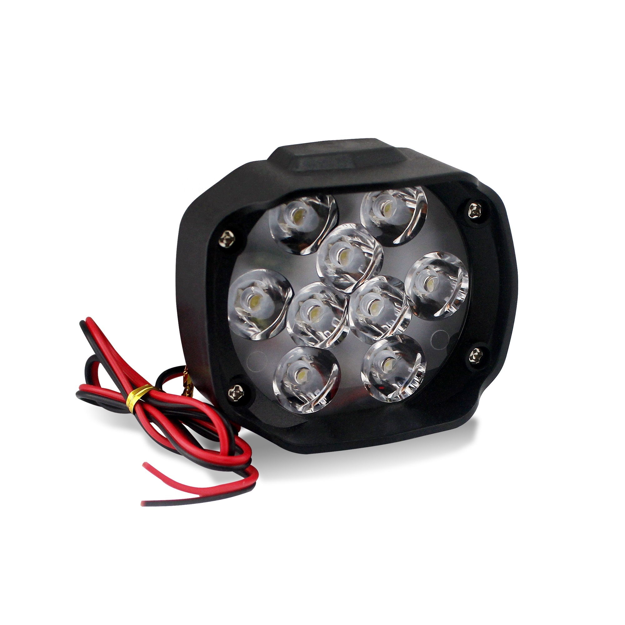 9 LEDs Motorcycle Work Light 15W 6000K DC85V Waterproof Shockproof Round Square Mini Spotlight White Fog Lamp