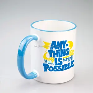 Topjlh Cetakan Foto Kustom 11Oz Pemasok Mug Sublimasi Keramik Warna-warni dengan Gagang Sublimasi