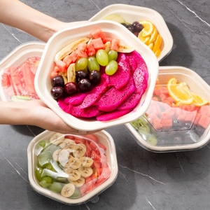 750/1000/1300/1600ml <span class=keywords><strong>salad</strong></span> <span class=keywords><strong>Container</strong></span> hình lục giác sinh thái thân thiện tùy chỉnh dùng một lần mía Bát <span class=keywords><strong>salad</strong></span> với nắp - Product Image 2