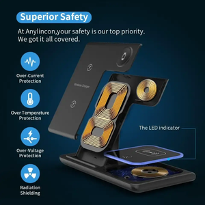 แท่นชาร์จไร้สายแบบเร็ว 3 in 1 หลายพอร์ต สำหรับ iPhone, <span class=keywords><strong>AirPods</strong></span>, หูฟัง และสมาร์ทวอทช์ - Product Image 3