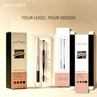Crayon à sourcils double embout 2-en-1 avec brosse, kit de teinture pour sourcils imperméable longue tenue, crayon à sourcils professionnel avec brosse