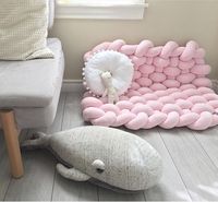 Tapis de jeu en coton biologique non toxique, couverture pour ramper, taies d'oreiller et coussins fonctionnels tricotés