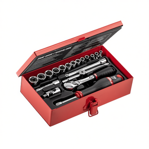 612 1/4 In Drive <b>Socket</b> Set With Ratchet And <b>Extensions</b> For Automotive Repair - Product Image 2