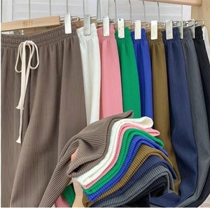 Pantaloni Casual a gamba larga da donna a vita alta in cotone traspirante primavera estate <span class=keywords><strong>moda</strong></span> taglia unica - Product Image 1