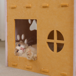 Tour à chat pliable multi-niveaux personnalisable, écologique et haut de gamme, en feutre de laine, avec des découpes pour les pattes, lit pour chat, grotte - Product Image 5