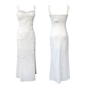 महिलाओं के लिए ग्रीष्मकालीन स्लीवलेस कपड़े थोक कस्टम सुरुचिपूर्ण सेक्सी आकस्मिक मैक्सी बॉडी महिला सफेद पोशाक कपड़े - Product Image 2