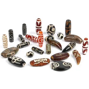 Wholesale Vintage Color Stone Natural Barrel Shape Tibetan Dzi Agates Loose Beads for Jewelry Making Bracelet