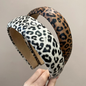 عصابة رأس إسفنجية بنمط الريموتلاند الرجعي، بتصميم الفهد الأنيق والرائع، إكسسوار شعر بسيط بنقشة الفهد - Product Image 5