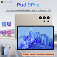 Pad 9 Pro Phablet 11 pouces 16 Go + 1 To 108 MP 8000 mAh 5G Double SIM + TF Écran tactile intégral Écran perforé Taux de rafraîchissement 120 Hz Type-C