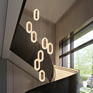 Lámpara de Araña Moderna de Lujo Ligero, LED, Acrílica, Ovalada, Colgante, <span class=keywords><strong>para</strong></span> Escalera de Villa, Decoración de <span class=keywords><strong>Interiores</strong></span>, Lámparas de Araña Largas <span class=keywords><strong>para</strong></span> <span class=keywords><strong>Escaleras</strong></span> - Product Image 3