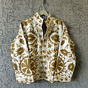Luxury <b>Velvet</b> Suzani <b>Jacket</b> Hand Embroidery Vintage Boho Cotton Lining <b>Women</b> Autumn Winter Festival Ethnic Designer Long Front - Product Image 1