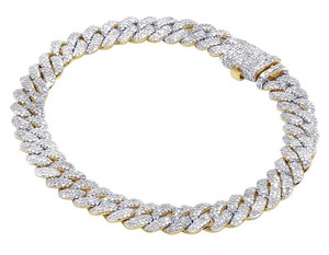 Bracelet chaîne cubaine hip-hop en argent sterling plaqué rhodium de haute qualité, personnalisé, 7 pouces, avec moissanite blanche ronde pour hommes - Product Image 1