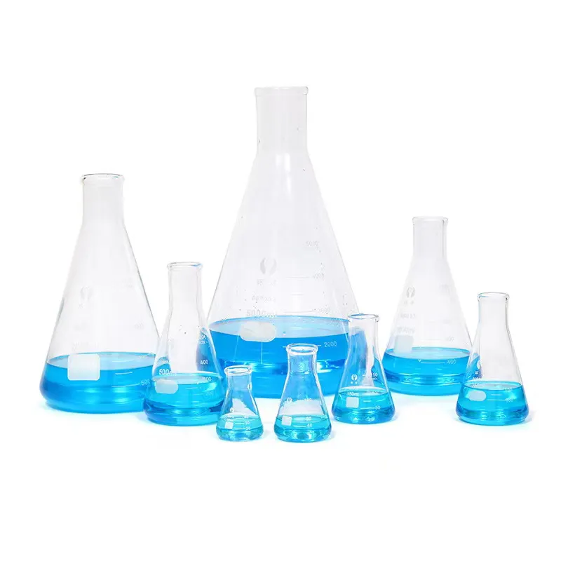 Matraz de vidrio para uso en laboratorio, frasco cónico de 500ML y 1000ML