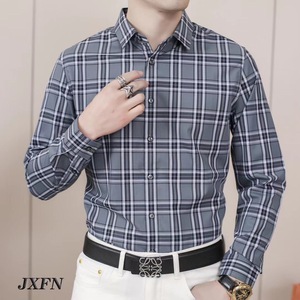 <span class=keywords><strong>Camisa</strong></span> a Cuadros Azul y <span class=keywords><strong>Blanca</strong></span> Personalizada para Hombre, Estilo Casual, <span class=keywords><strong>Manga</strong></span> <span class=keywords><strong>Corta</strong></span>, Corte Recto - Product Image 3