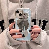 Étui de téléphone portable de luxe en TPU+PC électroplaqué, anti-chute, antichoc, avec miroir de maquillage pour iPhone 12 13 14 15 16 17 Pro Max Plus