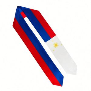 ผ้าพันคอสำเร็จการศึกษาสำหรับผู้ใหญ่ ผลิตจากโพลีเอสเตอร์ซาติน 100% สำหรับนักศึกษาต่างชาติในฟิลิปปินส์ - Product Image 1
