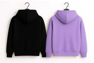<span class=keywords><strong>Felpa</strong></span> con Cappuccio da <span class=keywords><strong>Uomo</strong></span> <span class=keywords><strong>Viola</strong></span> e Nera, Pullover Casual a Maniche Lunghe con Cordoncino - Product Image 4