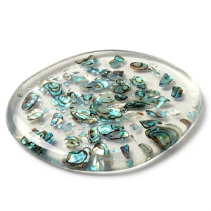 Transparent Polished Modern Decorative Glass Plate Dessert Serving <b>Tray</b> Shell Shard Pattern Home Party Tableware Handcrafted - Product Image 1