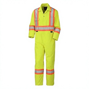Combinaison de travail haute visibilité jaune réfléchissante pour homme, combinaison de sécurité à manches longues, uniforme industriel - Product Image 1