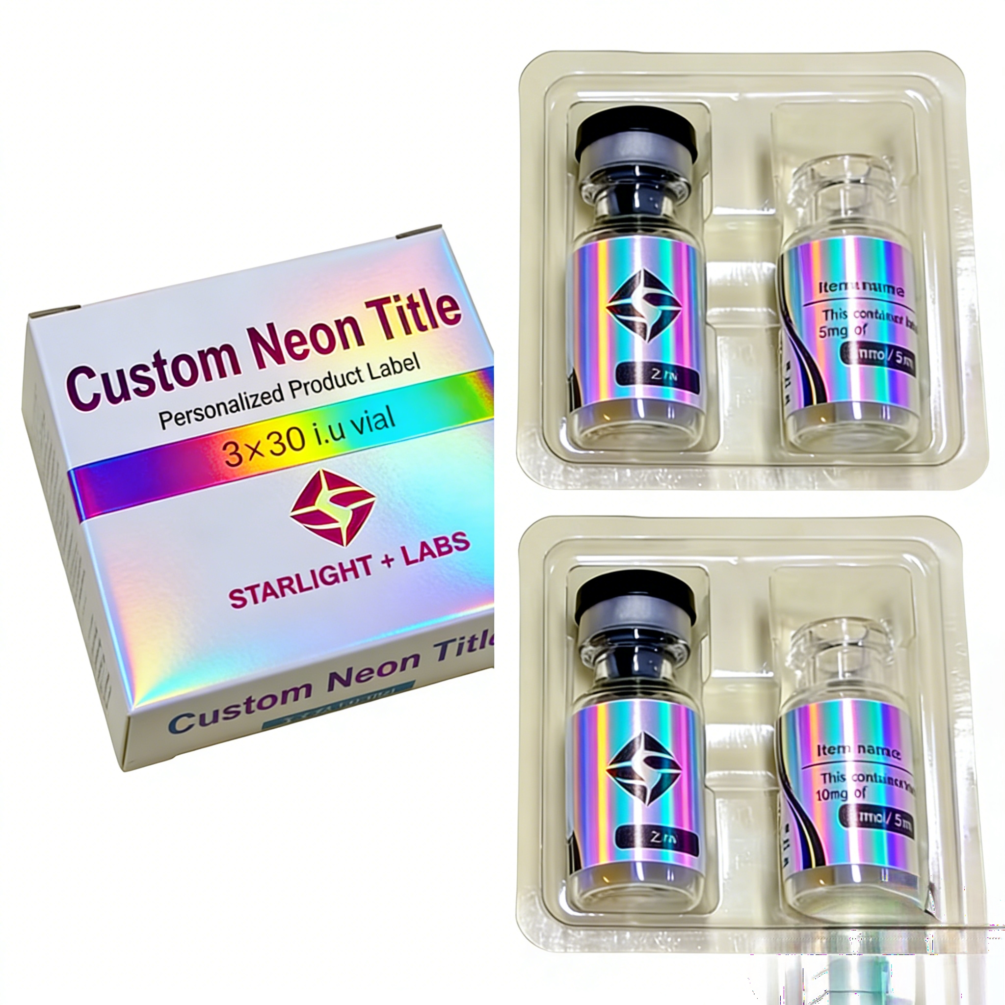Waterproof Custom Vinyl Peptide Stickers 3ml 10ml 15ml for Cosmetic Jars