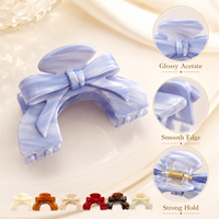 Newyeah Vente en gros Pince à cheveux en acétate de cellulose avec nœud papillon de 9 cm, logo personnalisé, maintien solide, accessoires pour cheveux pour femmes