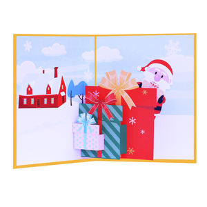 Papier recyclé Joyeux Noël <span class=keywords><strong>D</strong></span>écoration de vacances Impression de cadeaux Cartes de voeux Art 3d Pop Up Cartes de voeux de Noël avec enveloppes - Product Image 1