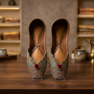 BS INTERNATIONAL Chaussures pour femmes en cuir véritable écologique, style traditionnel, broderie florale, fabrication artisanale, confort élevé - Product Image 1