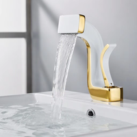 Robinet de lavabo cascade en laiton blanc, monocommande, pour salle de bain, à poser sur le comptoir