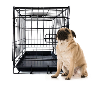 <span class=keywords><strong>Cage</strong></span> pour <span class=keywords><strong>chien</strong></span> en métal carrée à 2 portes YOELLEN avec fermeture à poussoir, respirante, pliable et repliable - Product Image 5
