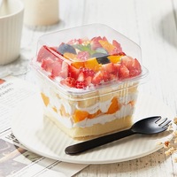 IMEE Gobelet carré en plastique transparent épaissi de 300 ml pour mousse, dessert, crème brûlée, en PP, avec couvercle, pour pudding et lait
