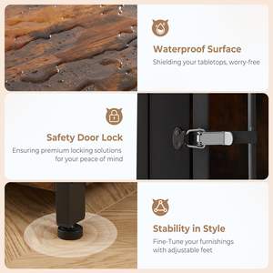 Großer TV-Schrank mit 2 Schubladen und Doppelkammer-Hundebox aus Holz, Beistelltisch mit Polster und herausnehmbarer Trennwand, Hundekäfig - Product Image 4