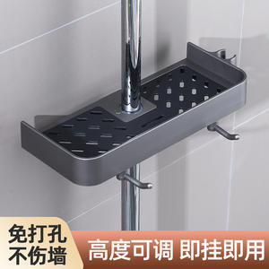 Estante de Almacenamiento para Cabezal de Ducha de Baño, 50 cm, Montado en Pared, Estante Esquinero, Bandeja Rectangular Duradera con Colgador - Product Image 4