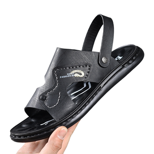 Chaussons décontractés pour hommes, ouverts, antidérapants, pour l'été, chaussures de plage, semelle épaisse, respirantes, en microfibre, à enfiler, solides - Product Image 1