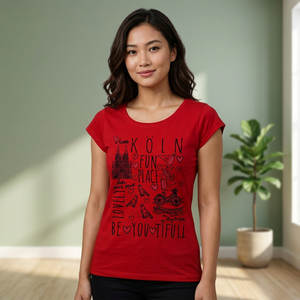 Camiseta gris de manga corta para mujer con estampado de Fun City y diseño de corazón, top informal de verano con cuello redondo, tejido tipo jersey - Product Image 2