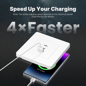 Moes Star Ring 30W 65W GaN Fast Charging Wall Socket UK EU Standard, 3 <strong>Ports</strong> (2 USB-C + USB-A) PD3.0 PPS with Fireproof Housing - Product Image 3