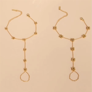 Listo <span class=keywords><strong>para</strong></span> Enviar: Brazalete <span class=keywords><strong>de</strong></span> Acero Inoxidable con Baño <span class=keywords><strong>de</strong></span> <span class=keywords><strong>Oro</strong></span> <span class=keywords><strong>de</strong></span> 18K <span class=keywords><strong>para</strong></span> Mujer, con Anillo <span class=keywords><strong>de</strong></span> Dedo <span class=keywords><strong>de</strong></span> Flor y Cadena <span class=keywords><strong>de</strong></span> <span class=keywords><strong>Esclava</strong></span>, Joyería - Product Image 4