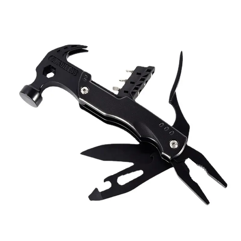 Multi Purpose Portable Hammer Multi Functional Emergency Safety Claw Hammer With Folding Knife Pliers For Camping Outdoor