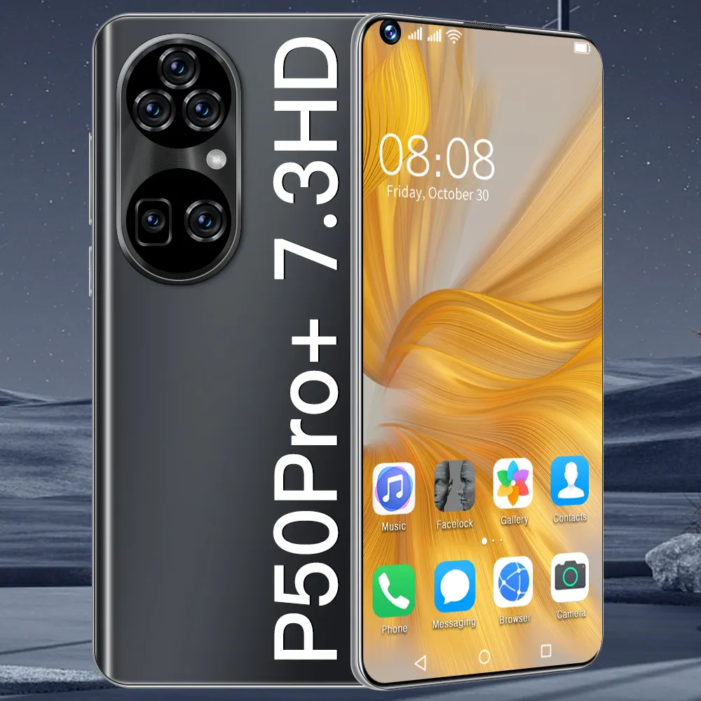 New Season Affordable Price P50 Pro+ Smart Phone 10 Core MTK888 CPU 7.3 Inch 12GB+512GB 32MP+50MP 6800mah Android 11