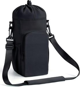 Custom Logo Portable Polyester <b>Water</b> <b>Bottle</b> Bag with Adjustable Shoulder <b>Strap</b> Sleeve for Walking Hiking Camping Outdoor Gym - Product Image 1